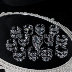 復古歐泊月光石戒指女款ins冷淡風新款開口戒指小眾設計指環