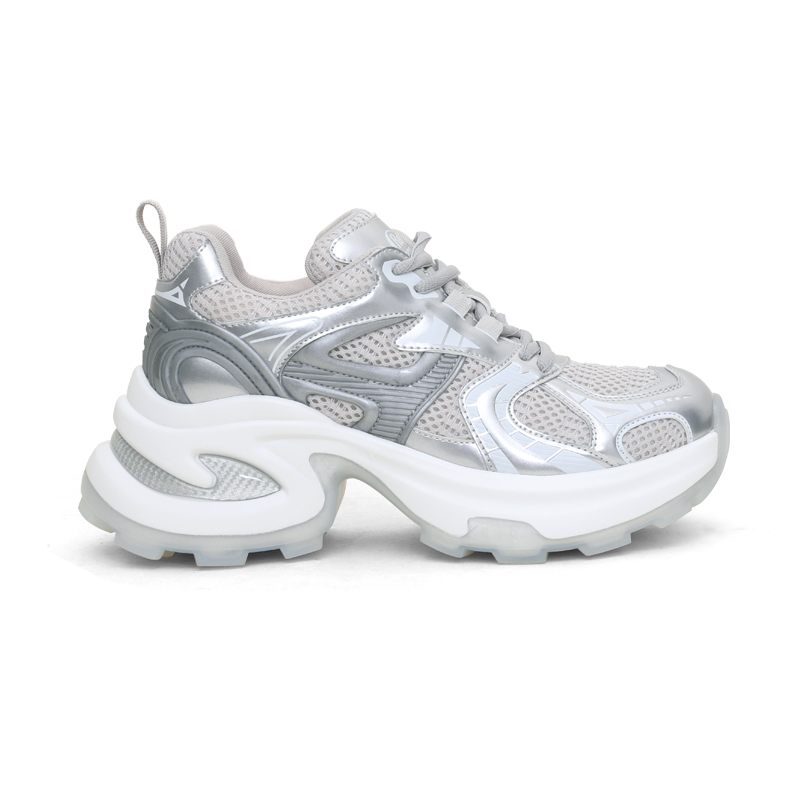 7.5cm de altura Oh ~ versión de cuero de vaca de altura de base gruesa zapatos de padre para mujeres 2024 verano nuevos zapatos casuales transpirables de malla