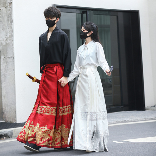 Original Summer Maodian Skirt Men's Hanfu New Chinese Style Maodian Skirt Set Daily Commute Ming Style Hanfu Women Couple
