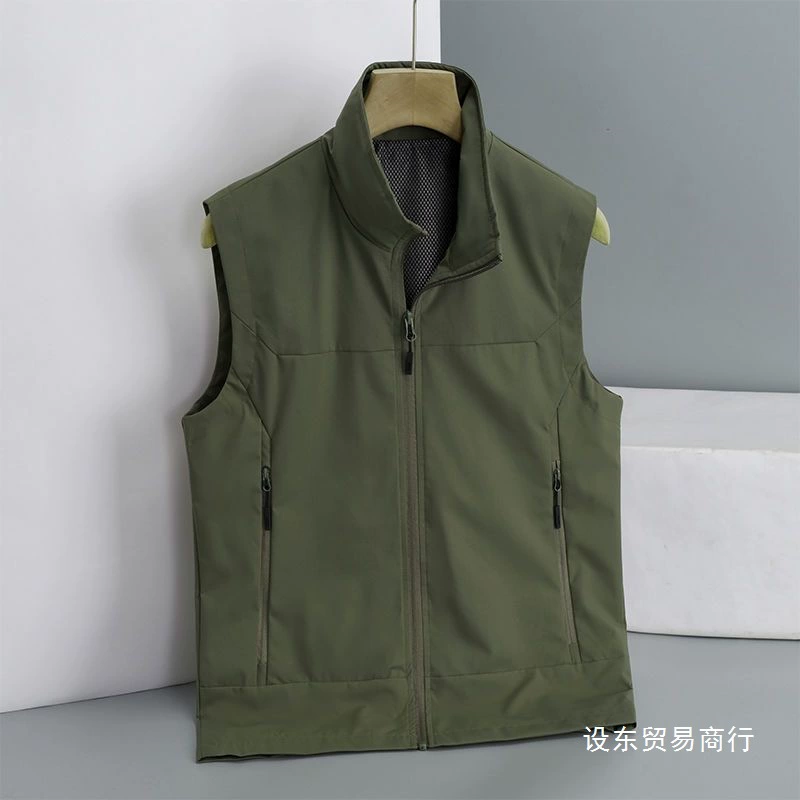 Мужской жилет на весну и осень, уличный сетчатый дышащий тонкий спортивный быстросохнущий жилет, жилет для рыбалки, черный, оптовая продажа