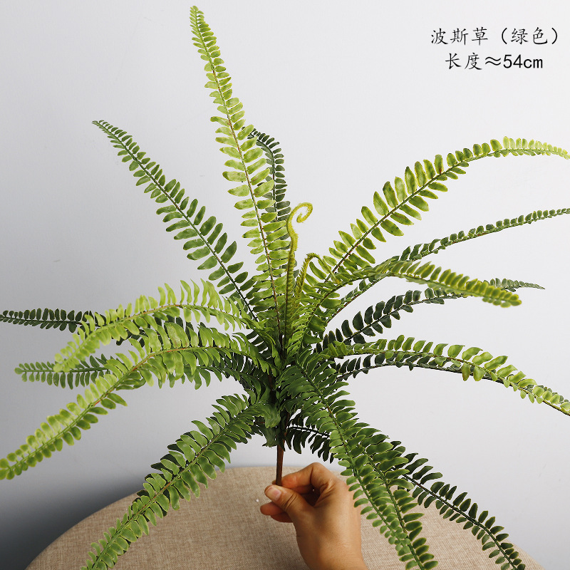 In-Stock Cross-Border Artificial Ferns, Fake Grass Green Plants, Indoor Forest-Style Ferns, Soft-Touch Rubber Artificial Persian Grass