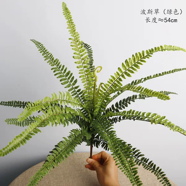 In-Stock Cross-Border Artificial Ferns, Fake Grass Green Plants, Indoor Forest-Style Ferns, Soft-Touch Rubber Artificial Persian Grass