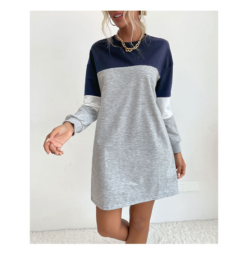 Autumn Women Wear Long Sleeve Color Matching Sweater Dress