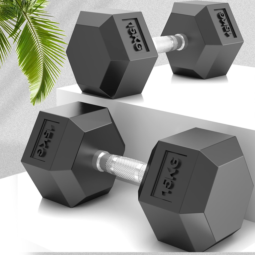 Mancuerna hexagonal fijo de plástico chapado hombres fitness gimnasio en casa hierro puro 204050 mujeres mancuerna