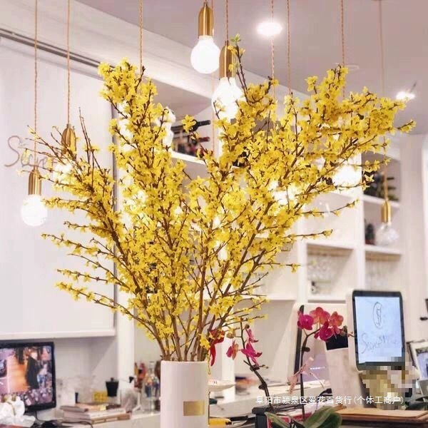 Свежие ветки форсейи замачиваются в воде, чтобы они расцвели настоящими цветами, а золотые ветви размещаются в вазе. Сушеные ветки и ветки ивы — это сушеные цветы, обернутые водой, чтобы они расцвели.