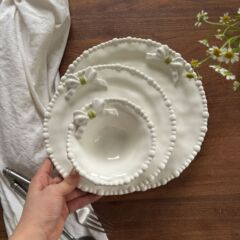 法式珍珠蝴蝶结餐具陶瓷餐盘陶瓷碗甜品盘餐盘蛋糕盘仙女盘子批发
