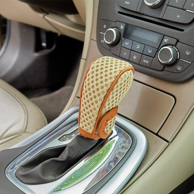 Car gear handle cover breathable Sürətlər qutusu və əl tormozu başlıqları - automatic-transmission-khaki