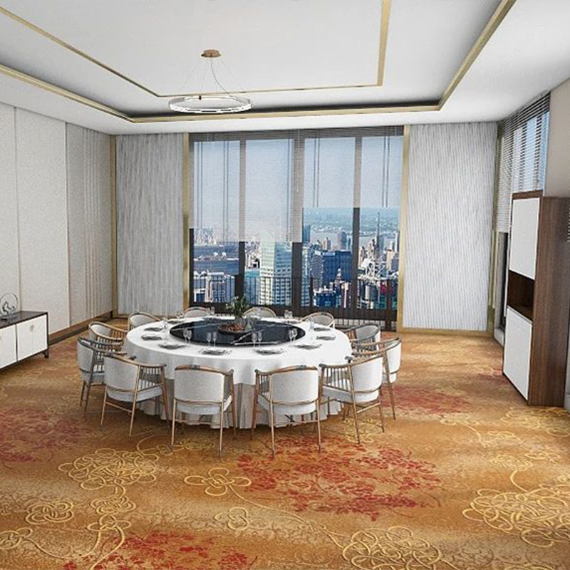 Hotel piso sala de reuniones alfombra Akmin resistente al fuego impresión sucia alfombra comercial salón de baile personalizado