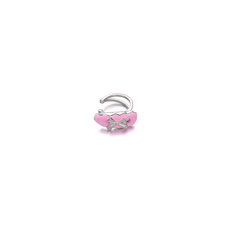 Japón y Corea del Sur dopamina color esmalte frío nicho de diseño original amor incrustado zircon diseño sin agujeros de orejas clip de hueso de orejas