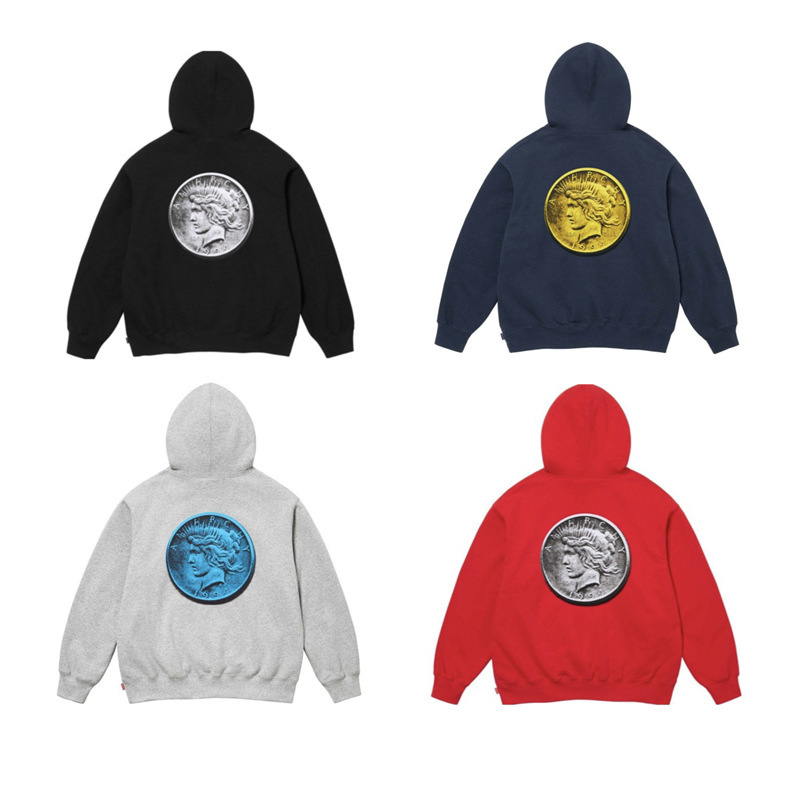 24Fw Anarchy Hooded Coin Printed Hooded Sweatshirt for Men and Women