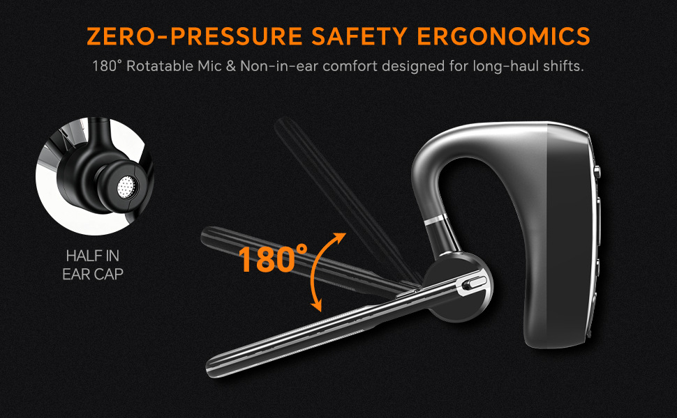 Cross-border hands-free AI call noise-canceling Bluetooth headset for truck drivers, ear-mounted, long battery life, one-to-two connection