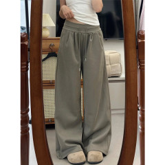 军绿色美式运动裤女秋2025新款小个子低腰显瘦垂感慵懒休闲阔腿裤