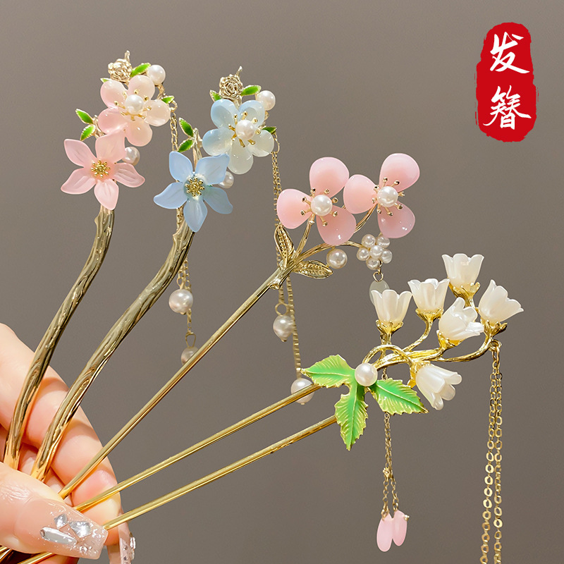 El estilo antiguo nuevo estilo chino bordilla pinzas de cabello de alta calidad para mujeres pinzas de cabello de estilo chino ropa moderna de cabello Zhang Caizi tocado