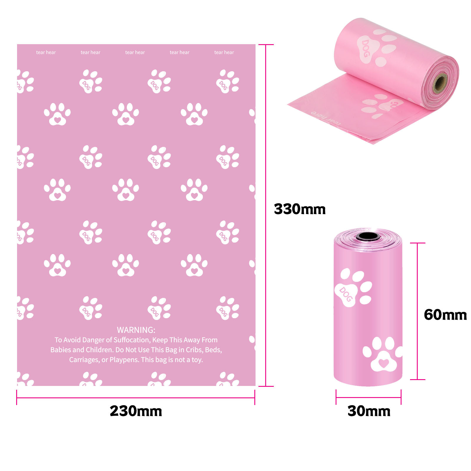 1.4 실크 생분해성 핑크 프린트