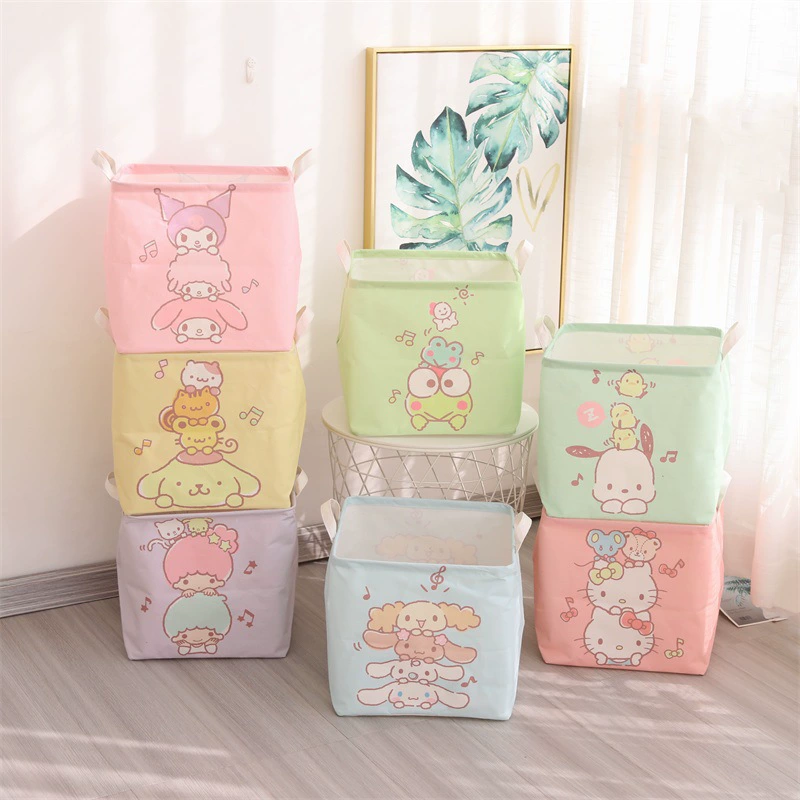 Japanese foldable square storage basket, capacious cloth, laundry basket, handheld toy, storage system