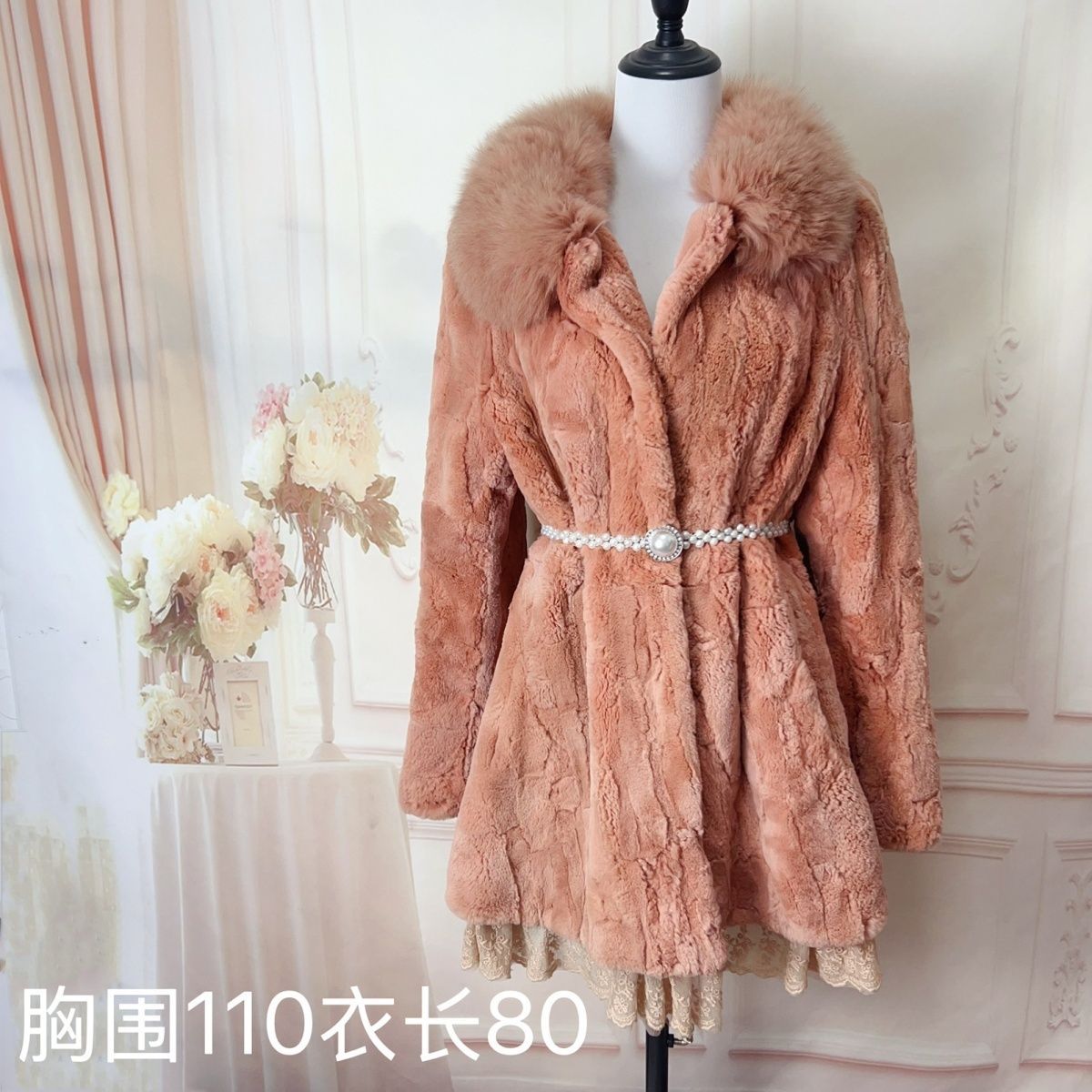 2025冬季爆款!狐狸兔毛领修身真毛皮草外套女性甜美清新保暖