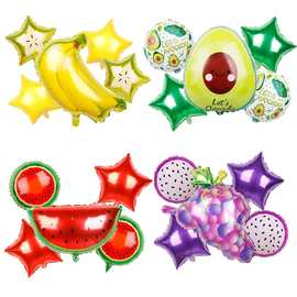 夏威夷水果主题派对组合卡通铝膜套餐生日幼儿园舞台装饰背景气球