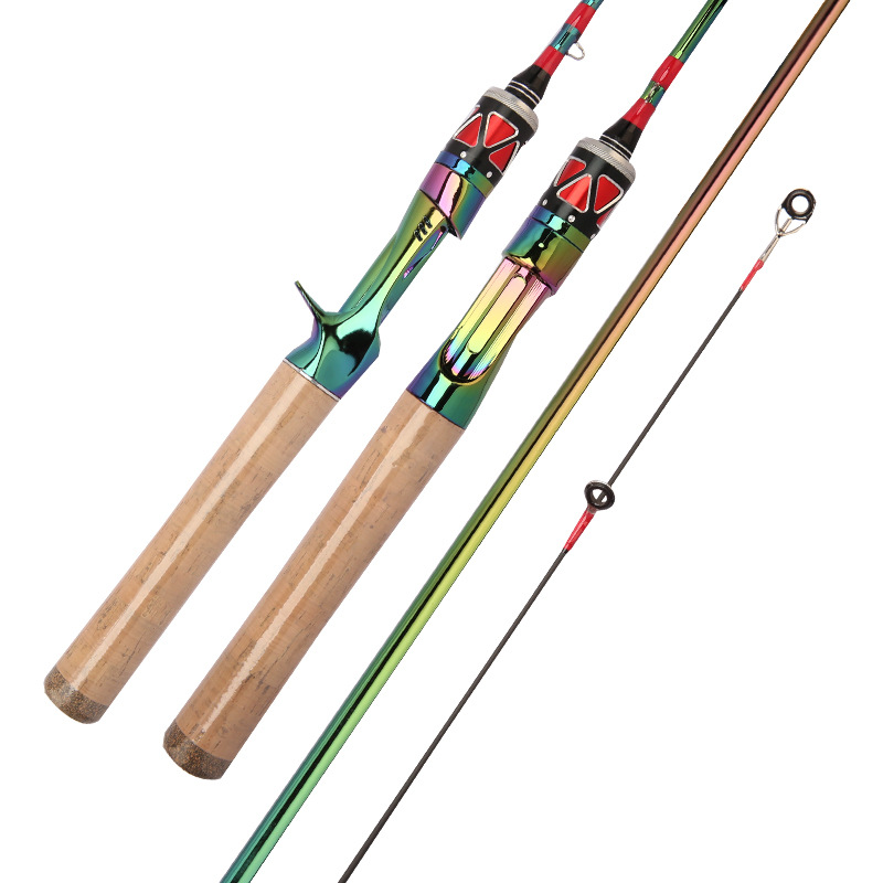 Nueva varilla de boca de caballo de carbono pintura colorida varilla de Luya Cruz boca carretera Barra de pesca de diapositivas L varilla de pesca ajustable varilla sólida ligeramente