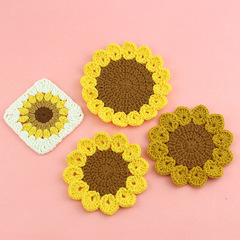 Wholesale Sunflower Cup Mat Exquisite Hand Crocheted Sunflower Heat Insulating Mat Hand Crocheted Flower Clothing Bag Accessory