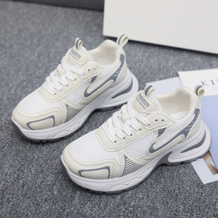 Breathable Dad Sneakers Celebrity Style Women's Shoes 2024 New Autumn Versatile Thick-Soled Height-Increasing Sports Shoes for Women