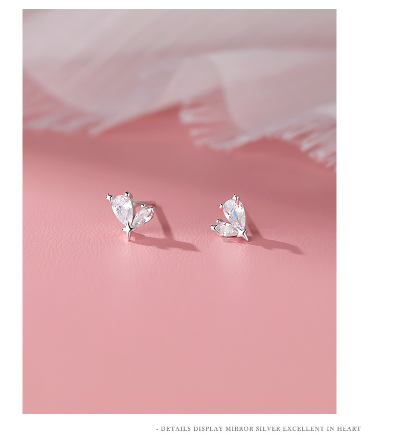 1g Weight S999 Silver Ear Needle Material Ear Studs Classification 1 Pair Quantity S999 Silver Heart Shape Ear Studs 925 Sterling Silver Rings