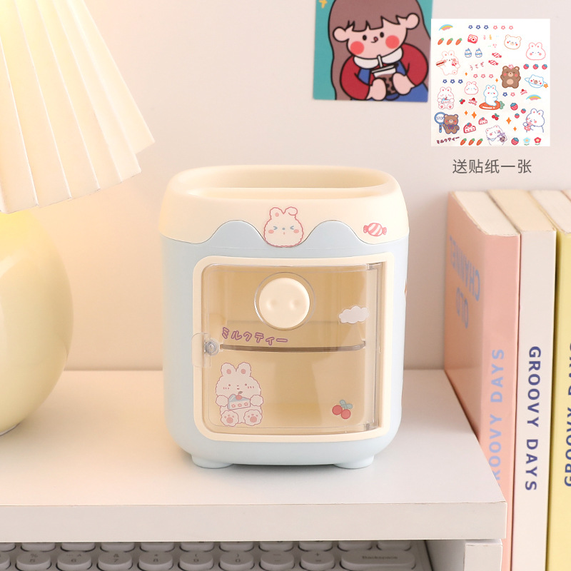 Lindo cerdo de dibujos animados titular de la pluma de gran capacidad de clasificación de almacenamiento compartimiento estudiante pluma caja de Oficina titular de la pluma al por mayor