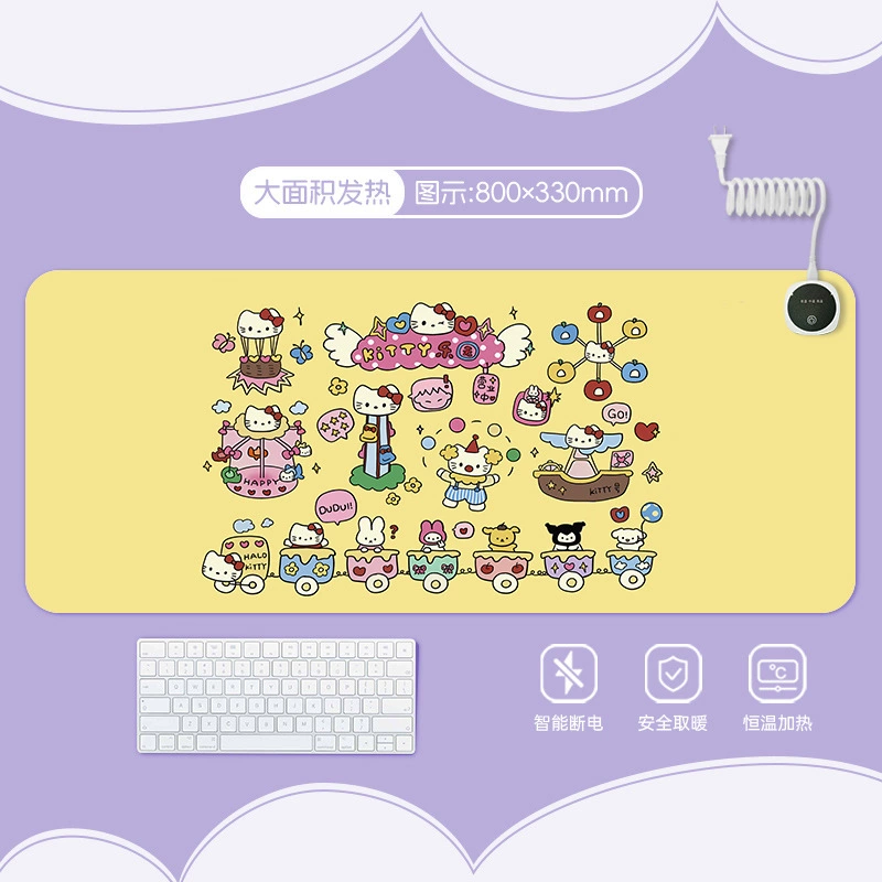 Hello kitty, table mat writing, table teaching laptop, mouse