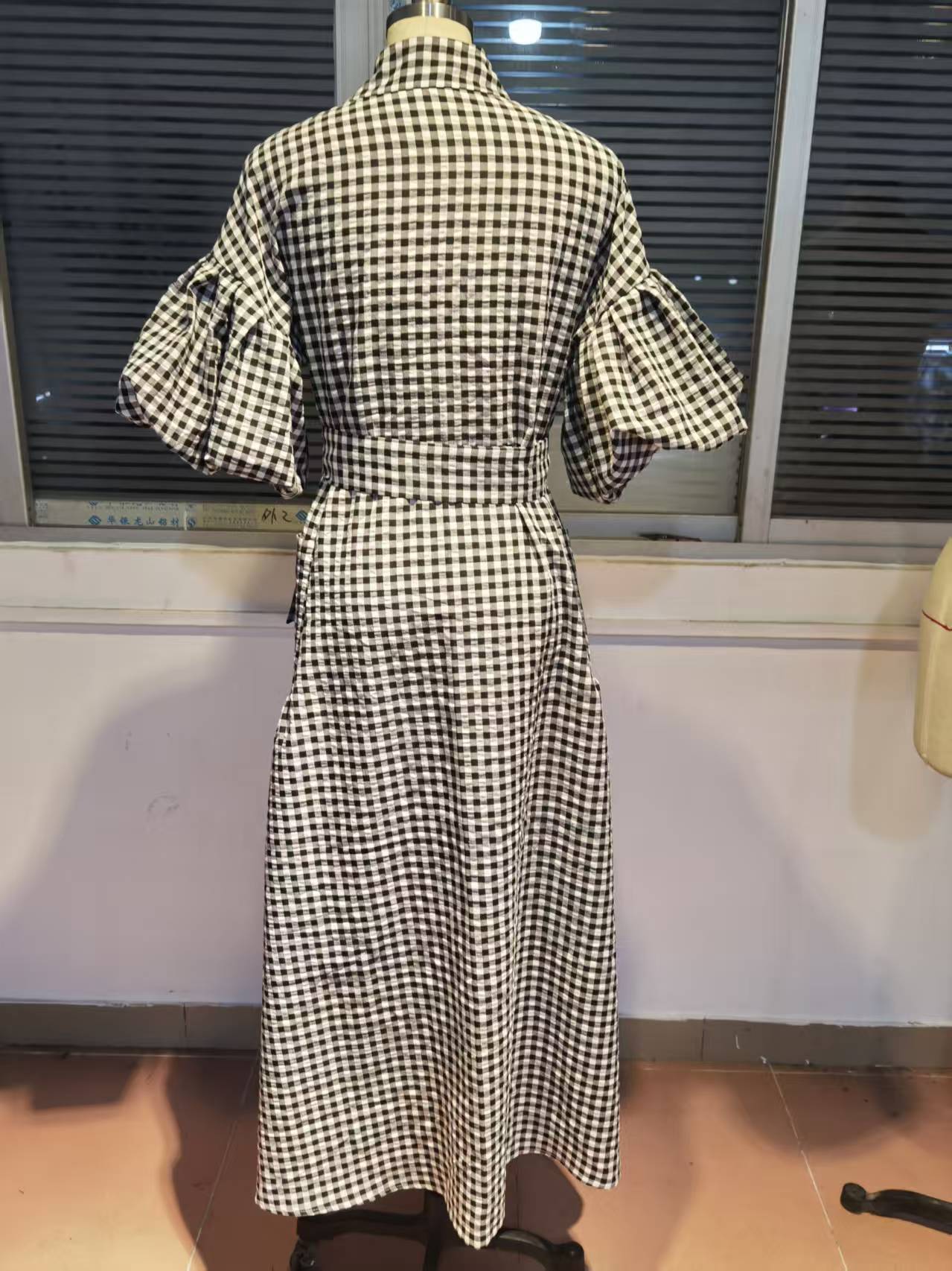 Women's Christmas Themed Long Casual Fashion Shirt Dress In Green And Red Plaid_ecoleips.com