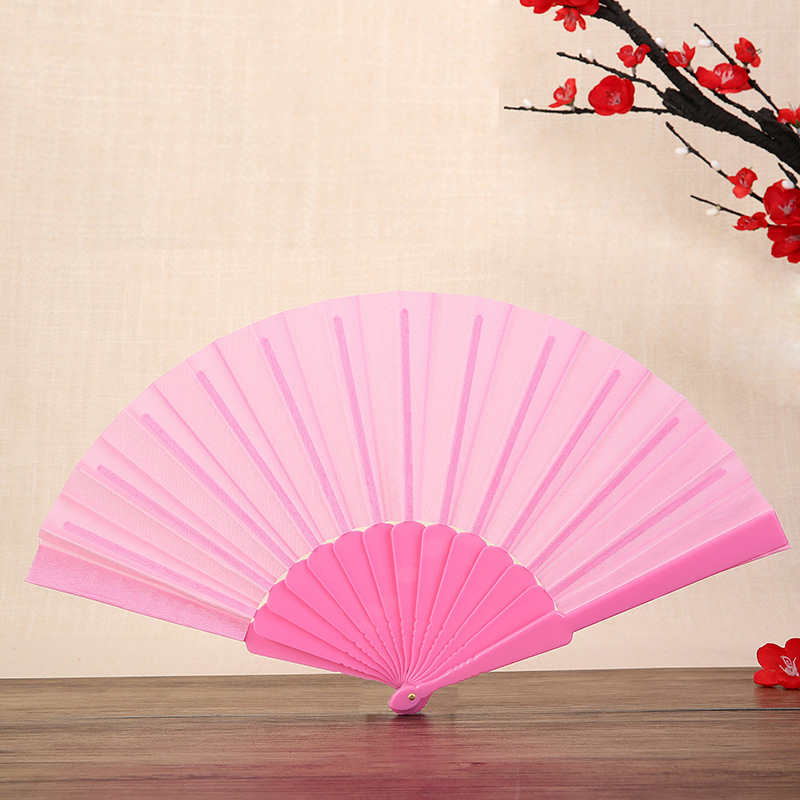 Abanico de boda abanico plegable de color sólido abanico de plástico plano liso de color sólido