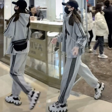 宽松韩版学生运动服套装女春秋季纯棉大码时尚显瘦跑步休闲两件套
