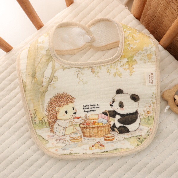 cartoon children's gauze waterproof eating bib for mother and baby