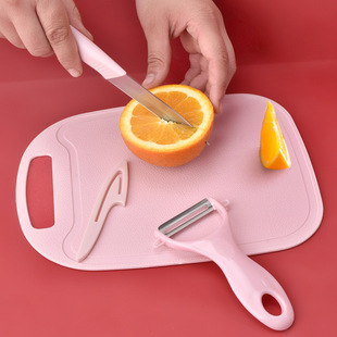 in stock Large Stainless Steel Fruit Knife Three-piece Set Household Chopper Cutting Board Baby Food Supplemented Gift Knife suit