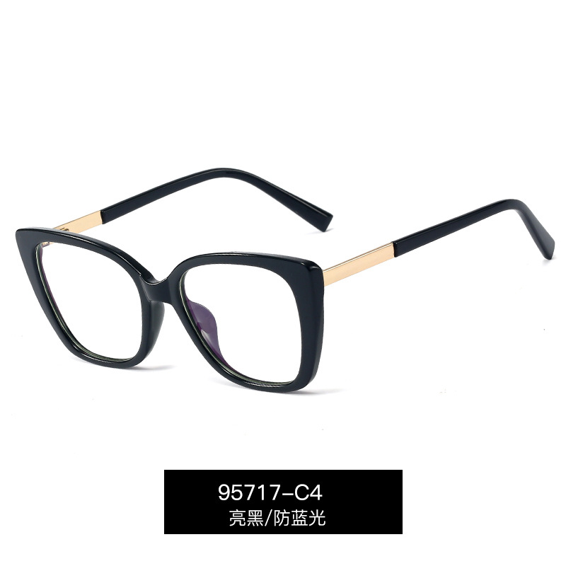 95717 tendencia de la moda de dos colores marco grande gafas lisas mujeres TR90 marco completo anti-azul gafas de luz miopía marco