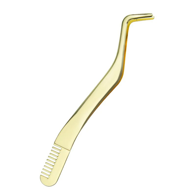 En stock de acero inoxidable nueva ayuda de pestañas con peine de injerto pestañas postizas pinzas con pestañas postizas herramientas de belleza