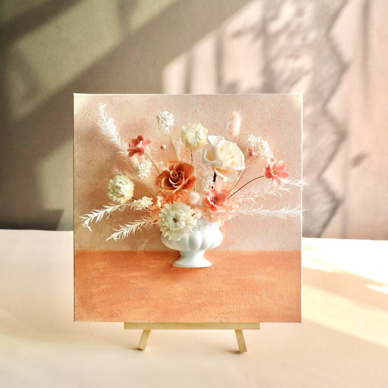 中国のバレンタインデー永遠の花装飾画半壁花瓶絵画壁石膏花器レトロ花装飾材料油絵|undefined