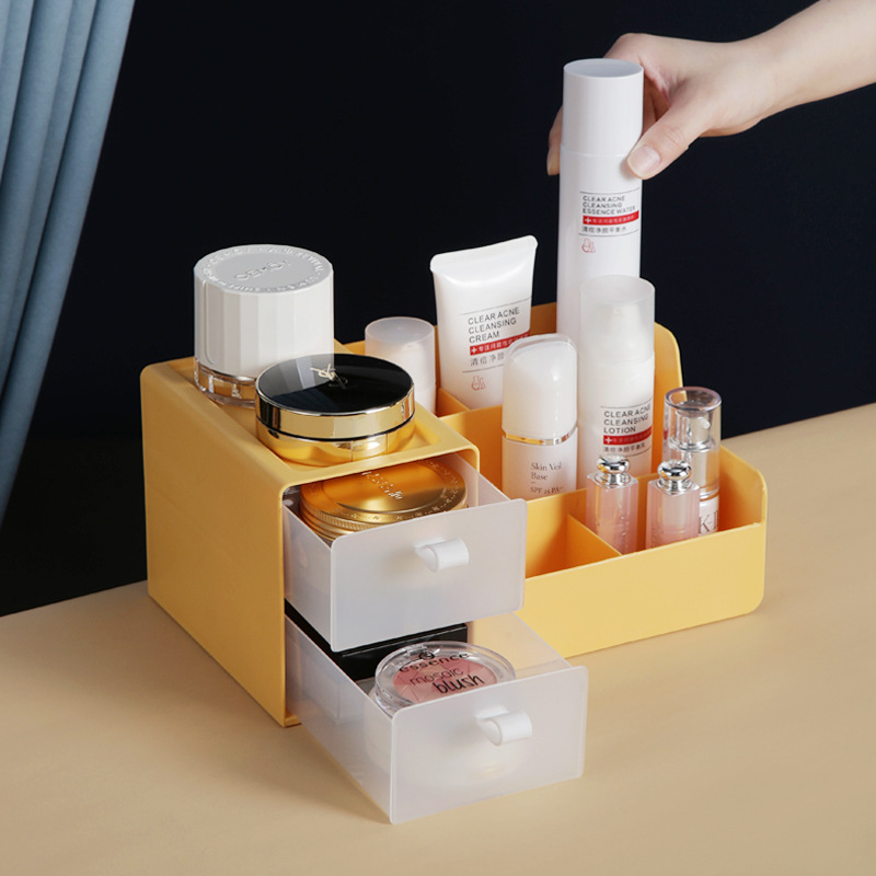 日式桌面收纳盒口红塑料多功能化妆品收纳盒办公防尘抽屉式收纳盒