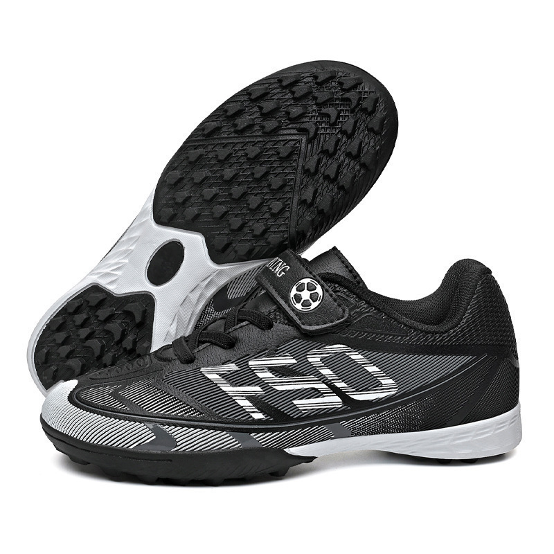 Zapatos de Fútbol Infantil con Velcro de Suela de TPU y Caucho con Amortiguación para Césped