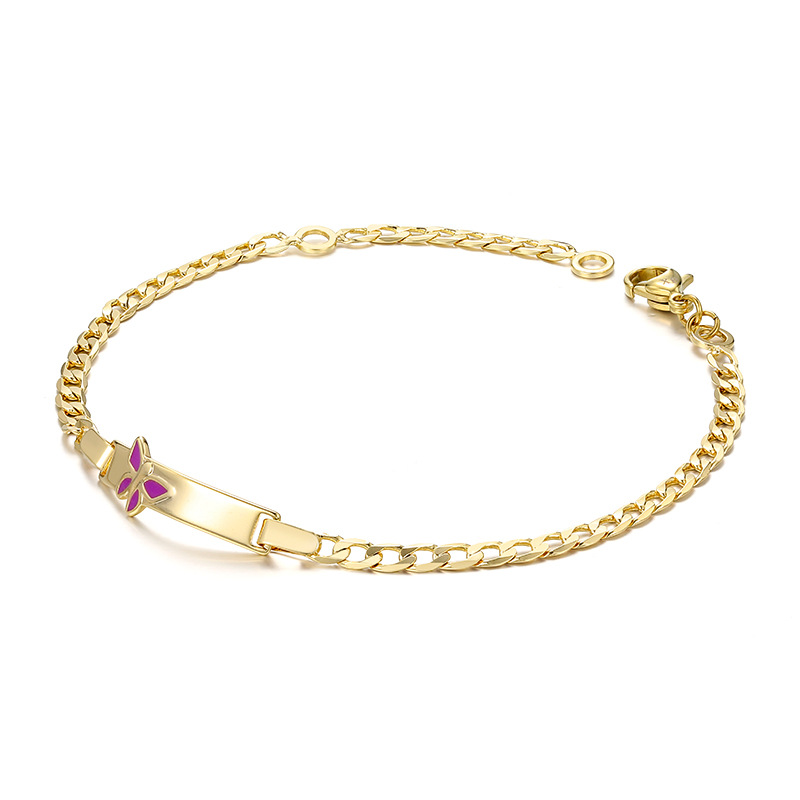 Xuping Europa y los Estados Unidos transfronterizos aleación de cobre chapado 14k serie de goteo de aceite simple pulsera cuadrada de moda para niños