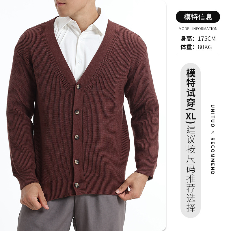 Hombres botón de viento perezoso jersey de punto Cardigan chaqueta de hombre otoño y invierno estilo coreano casual suéter holgado versátil