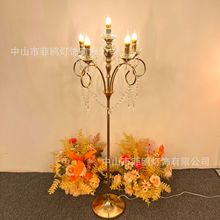 欧式新款铁艺电镀水晶路引酒店宴会婚礼堂舞台装饰灯摆件婚庆道具