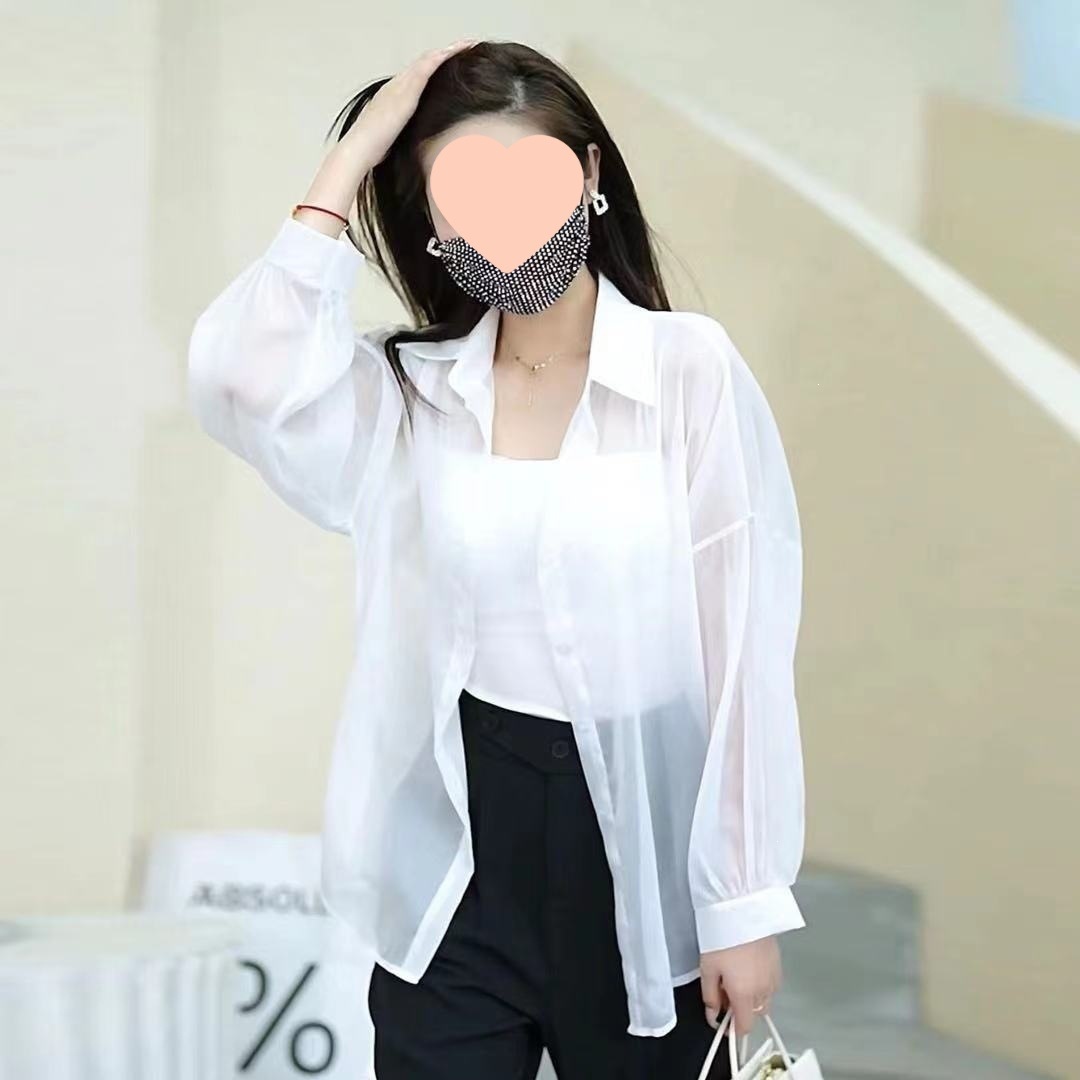 Pearl yarn summer 2026 new loose versatile fashion mid-length shirt, thin commuter outerwear sun protection clothing for women.