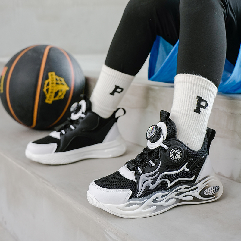 Zapatillas de baloncesto para niños, malla, transpirable, nuevas zapatillas deportivas para niños, zapatillas para correr para estudiantes de suela blanda informal para niños de mediana edad