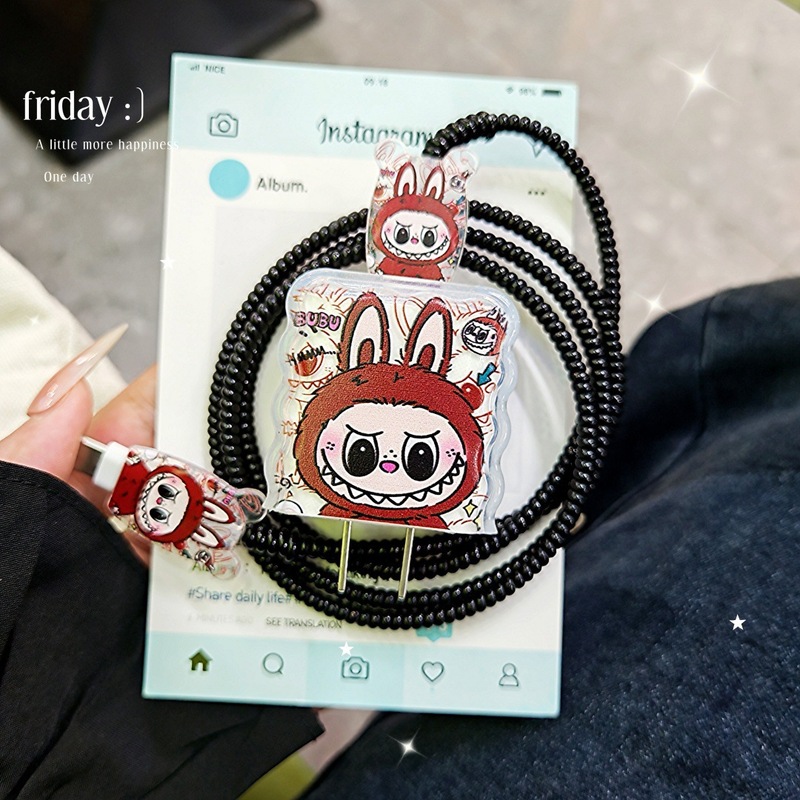 适用于苹果iphone20w卡通可爱拉布布充电器数据线防折断保护壳套|undefined