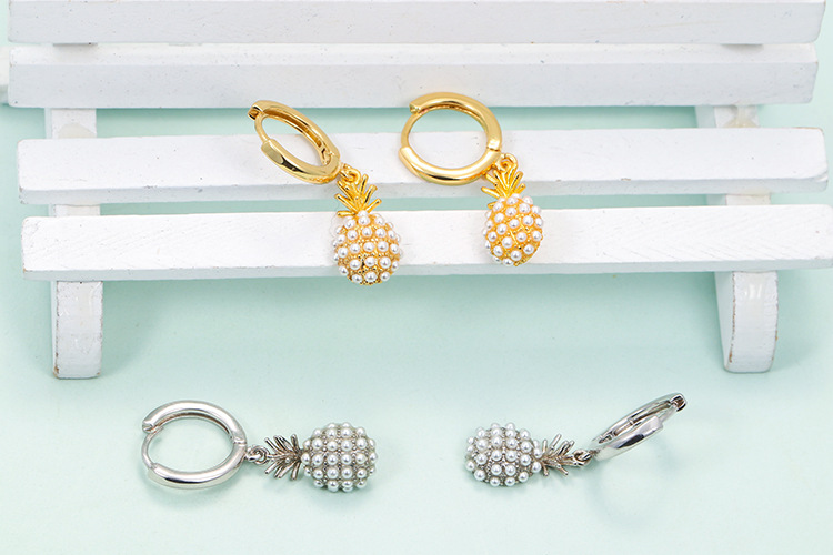 Earrings Classification 1 Pair Quantity Simple Style Fruit Copper Plating Zircon Earrings 1 Pair