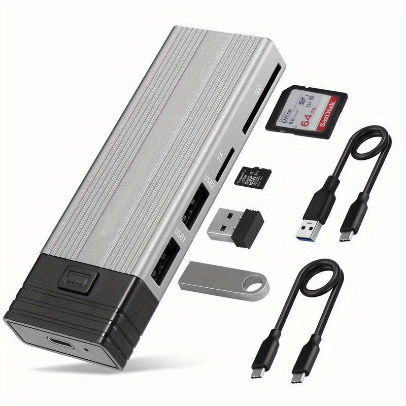 Multi-function mobile hard disk box M.2 to Type-C dual protocol solid state hard disk box with USB HUB docking station