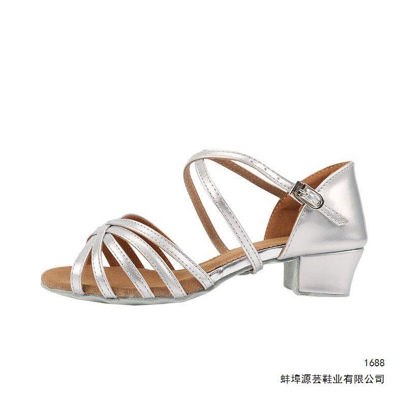 New Children's Latin Dance Shoes, Girls' Dance Shoes, Soft-Soled Mid-Low Heel Latin Shoes for Girls, Adult Dance Practice Shoes for Women and Men