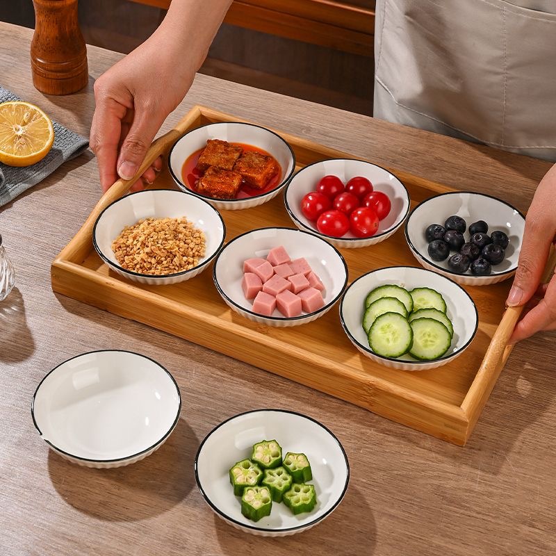 Household ceramic small dish round internet celebrity snack dish vinegar soy sauce creative Japanese kitchen seasoning tableware dipping dish
