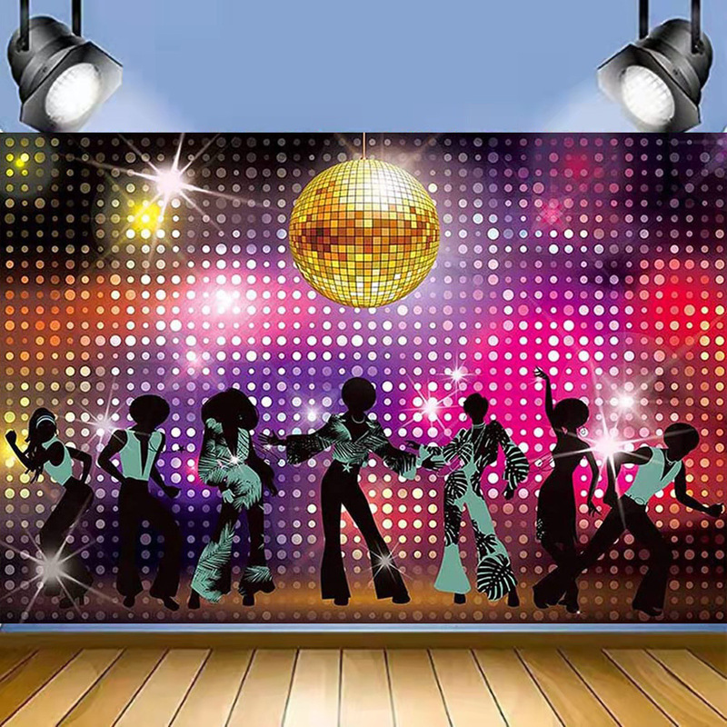 Amazon 70s 80s Disco Decoration Background Cloth Party Shiny Neon Dancer Photography 5x7ft