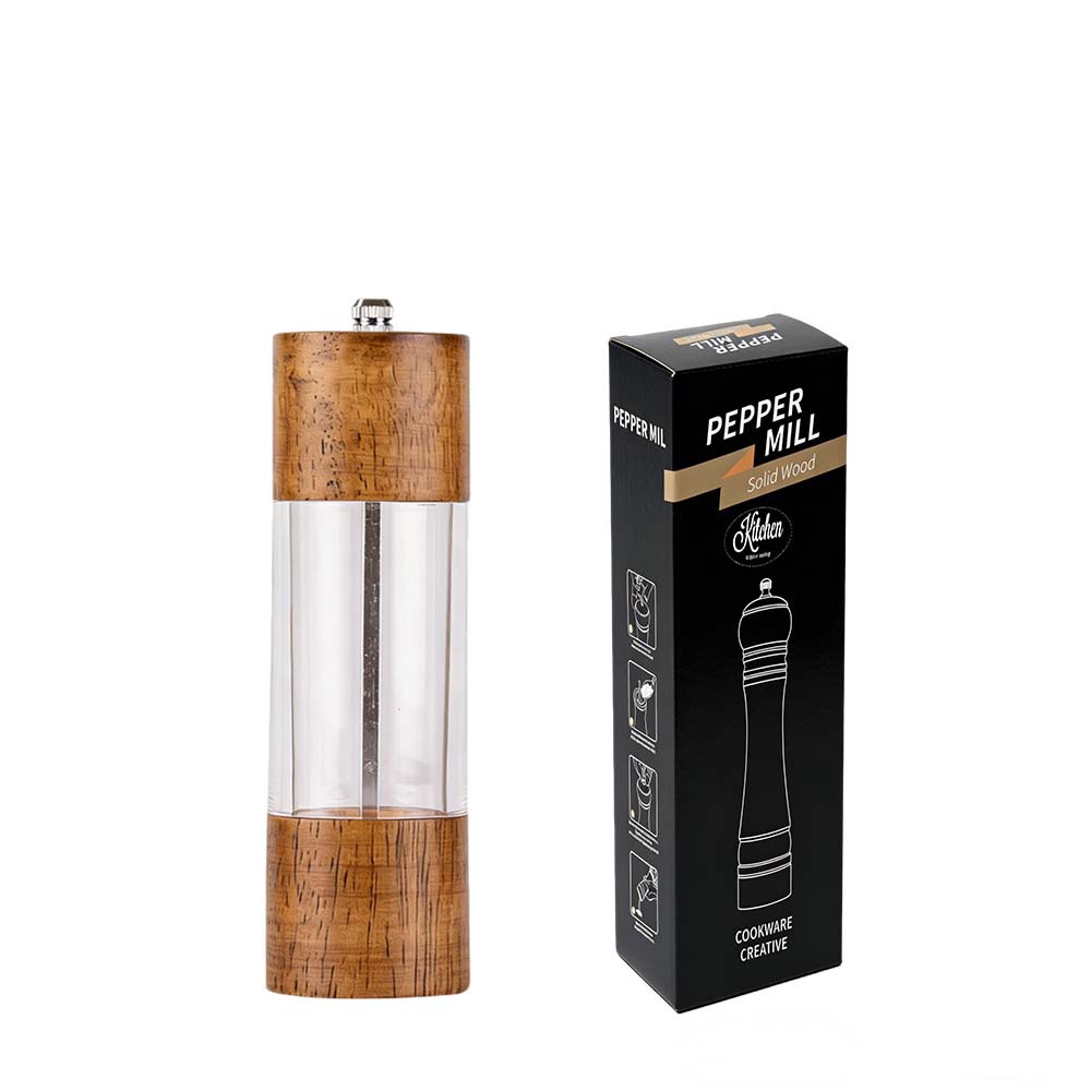 Molino de pimienta de madera núcleo cerámico manual acrílico polvo de pimienta sal marina molino multipropósito herramientas de cocina multipropósito para el hogar