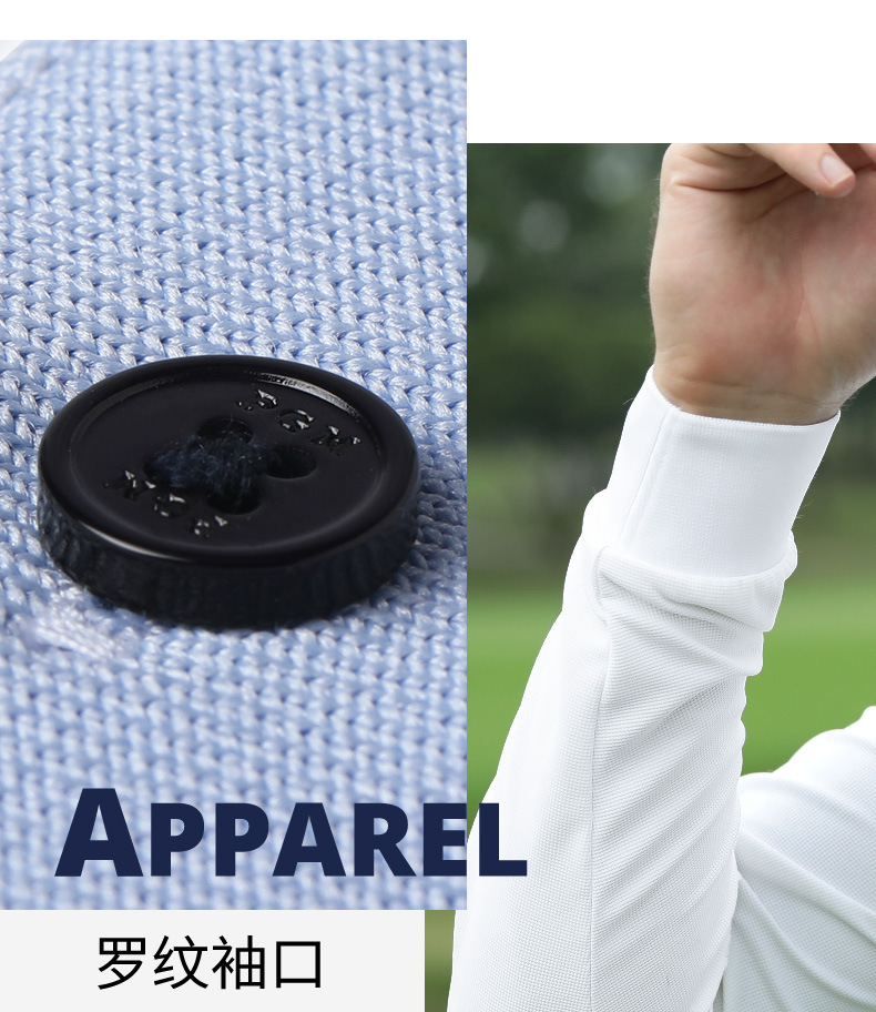 Áo polo nam dài tay golf PGM chất liệu waffle thoáng khí co giãn cao — Tay áo dài màu đen [kết cấu bánh quế/viền xẻ/độ đàn hồi cao ở mọi mặt] YF823 chi tiết 10